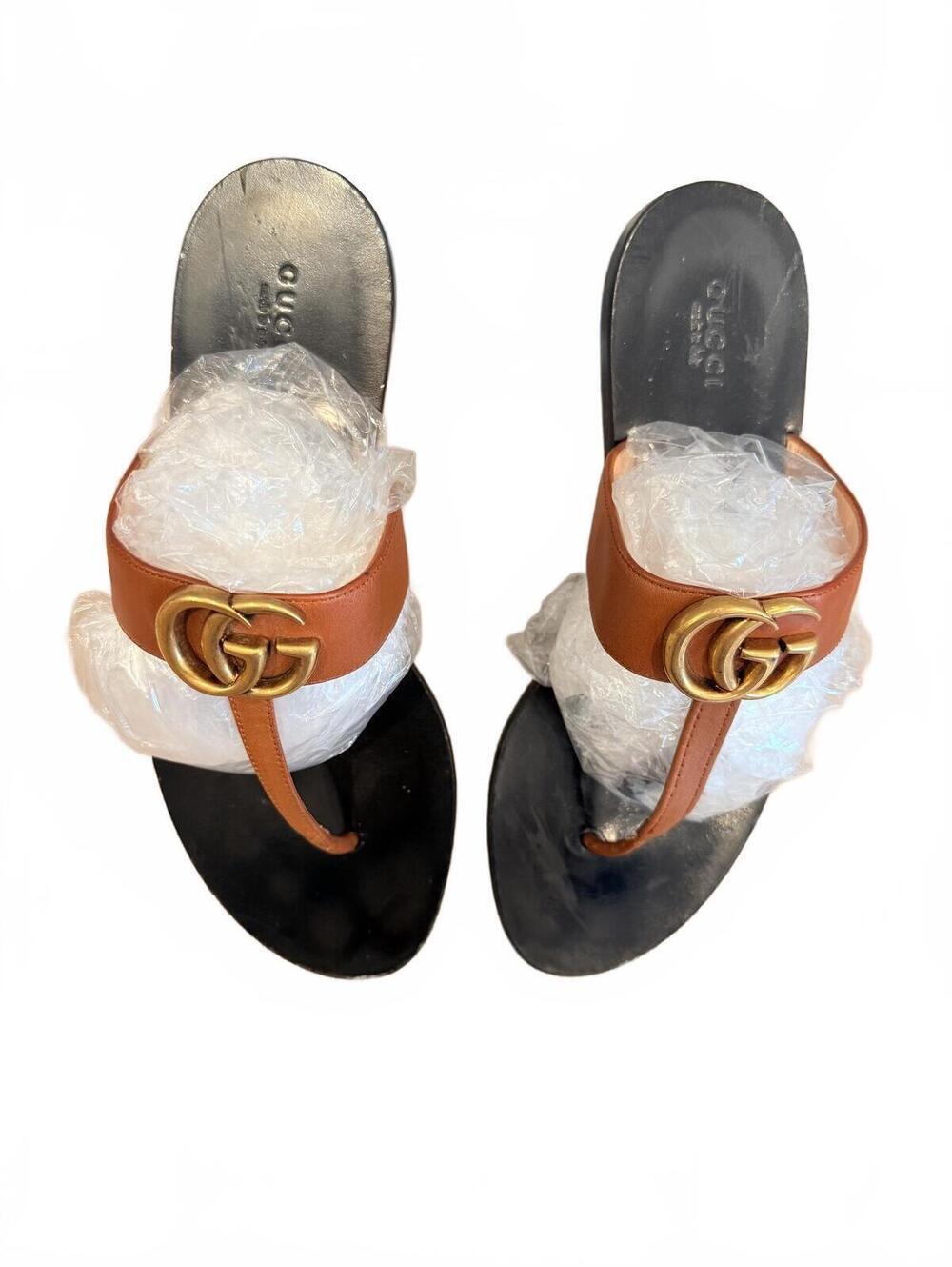 Gucci Marmont Double G Brown Leather Sandals [COPY] - Picture 4 of 10
